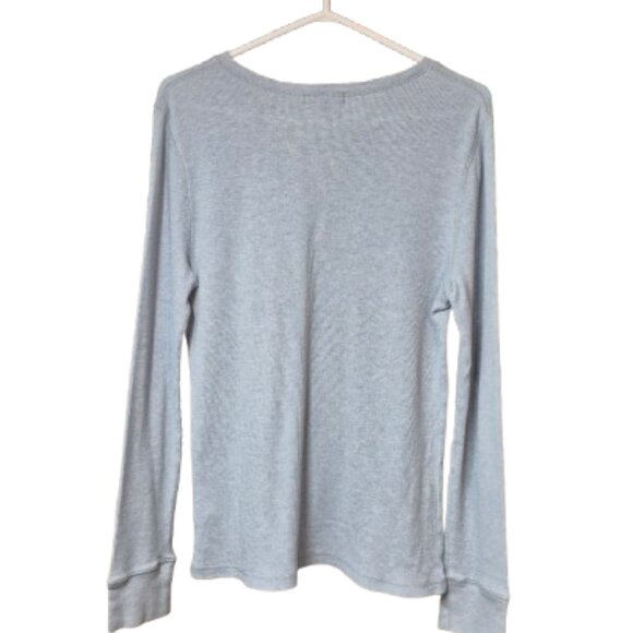 Lauren Jeans Co Waffle Knit Light Blue Lace-Up Long Sleeve Top Women's Sz Large - Picture 5 of 11